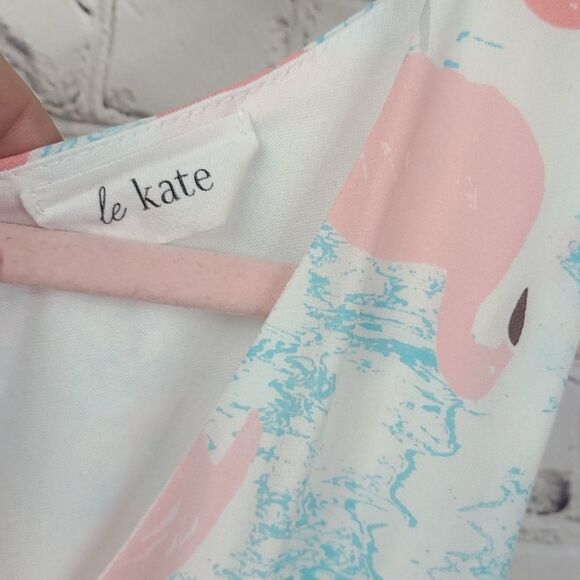 Francesca's Flamingo Romper White Keyhole Open Back L 10/12 Sleeveless le Kate - Picture 8 of 14